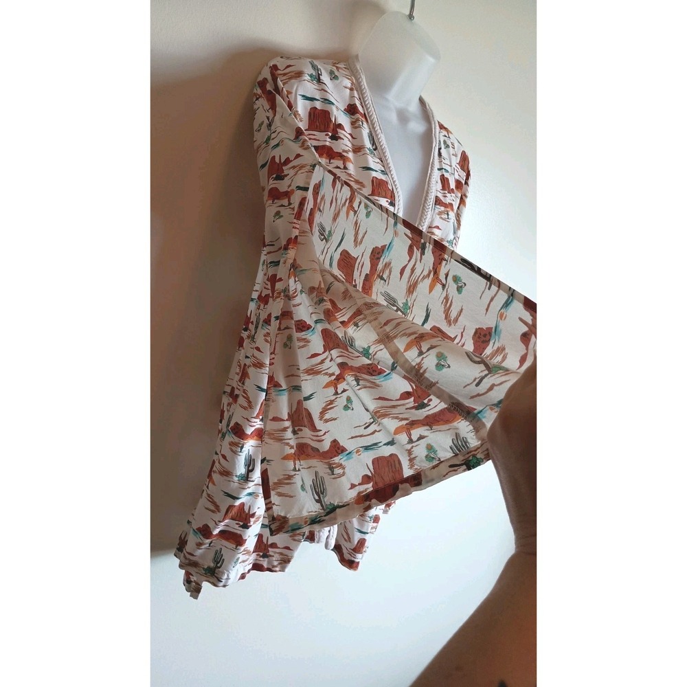 Rock & Roll Cowgirl Desert Print Open Front Kimono Split Sleeve Rayon M - Picture 5 of 11